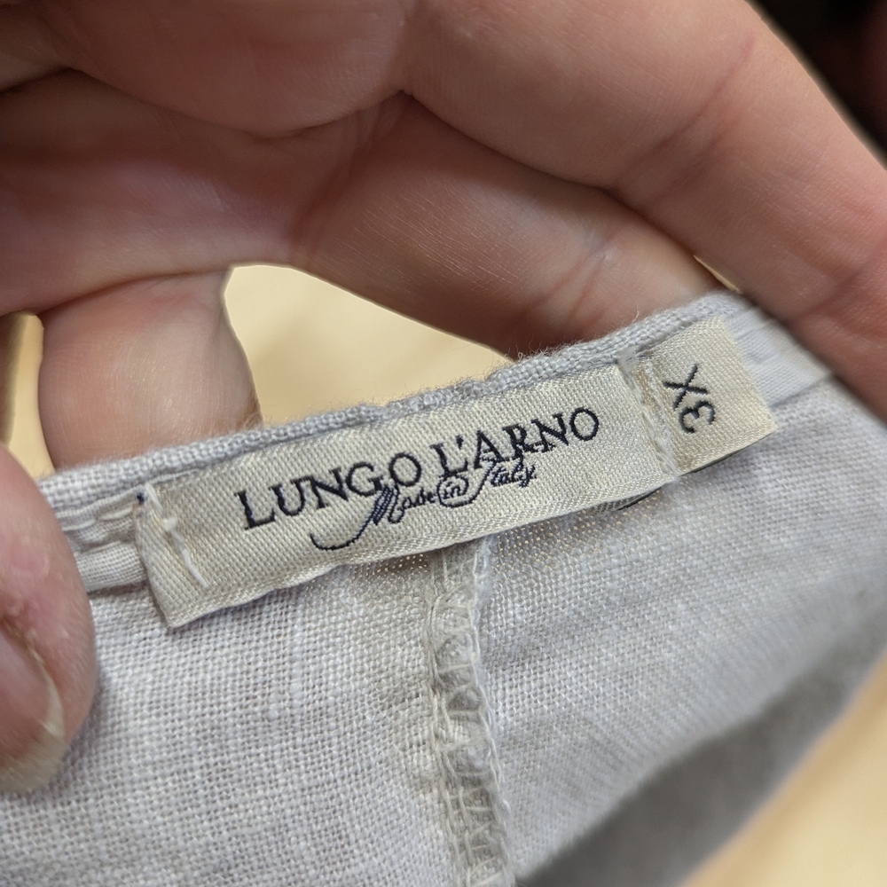 Lungo L'arno Sleeveless Beige Italian Linen Maxi Dress 3X Langenlook - Picture 3 of 10